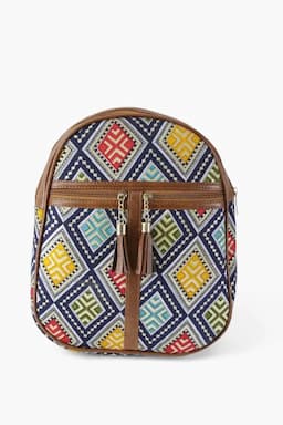 Printed Casual Shoulder Backpack for Girls 013102NAVBLU
