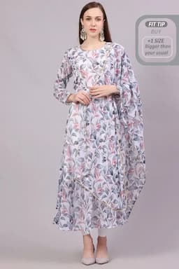 Georgette Printed Kurti with Dupatta Set for Women 013272MGRE