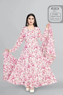 Georgette Printed Kurti with Dupatta Set for Women 013272MPIN