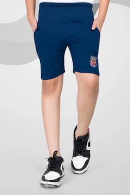 Boy's Cotton Slim Fit Shorts 013282DARBLU1112YRS