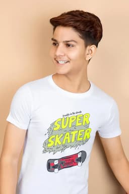 Graphic Print Cotton T-shirt for Boy 01350478YRSWHI