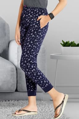 Girl's Cotton Hosiery Printed Track Pant (2 - 12 Yrs) 013521OXFBLU910YRS