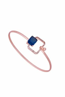 Rose Gold Square Shape Cut Adjustable Bracelet for Girls & Women 013624BLUFRE1