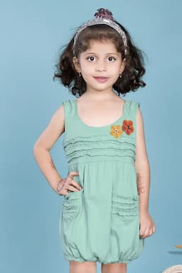 Girl's Cotton Hosiery Solid Frock (2 - 7 Yrs) 013790GRE67Y