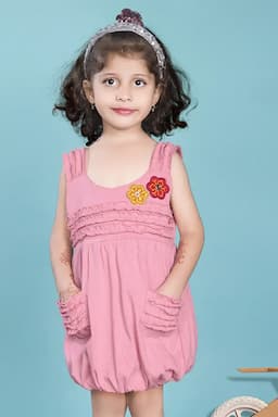 Girl's Cotton Hosiery Solid Frock (2 - 7 Yrs) 013790LIGPIN23YRS