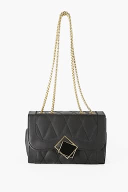 Solid Fitting Chain Sling Bag for Girls 013832BLA