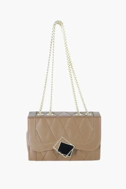Solid Fitting Chain Sling Bag for Girls 013832BRO