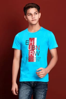Boy's Printed Cotton T-shirt  013937910YRSAQUBLU