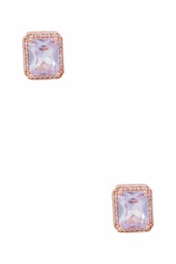 Rose Gold Rectangle Stud Earrings for Girls & Women 013941WHI1