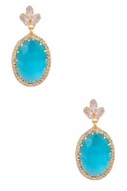 Oval Shape Dangle Earrings for Girls & Women 013952BLU1