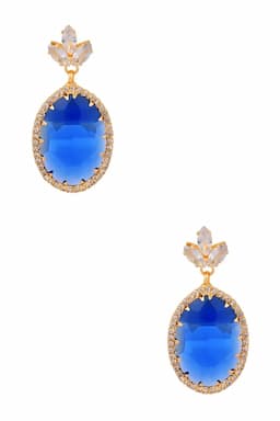 Oval Shape Dangle Earrings for Girls & Women 013952DARBLU1