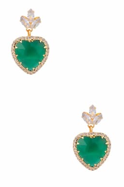 Gold Plated Heart Shaped Dangle Earrings 013956GRE1