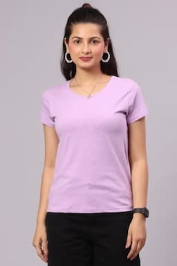 Cotton Hosiery Solid T-Shirt for Women 014035LLAV