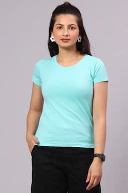 Cotton Solid T-Shirt for Women 014154LAQU
