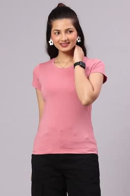 Cotton Solid T-Shirt for Women 014154MCHAPIN