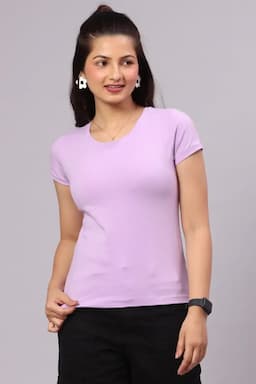 Cotton Solid T-Shirt for Women 014154SLAV