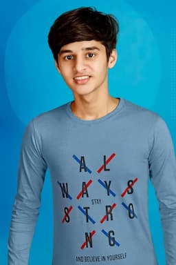 Boy's Printed Cotton T-shirt 014192910YRSLIGBLU