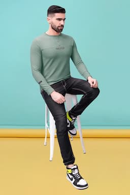 Men's Typographic Printed T-shirt 01428838GRE2