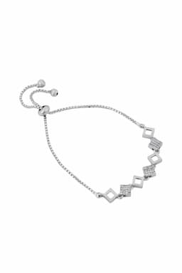 Cubic Zirconia Diamond Shape Adjustable Bracelet 014291SILFRE1