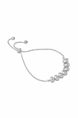 Cubic Zirconia Oval Shape Adjustable Bracelet 014292SILFRE1