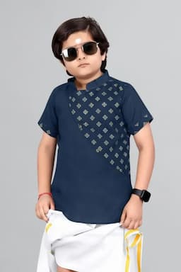 Boy's Cotton Printed Kurta  014295NAVBLU78YEA