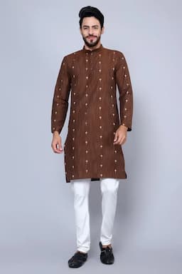 Men's Cotton Rayon Printed Kurta 014302MBRO