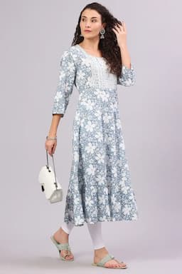 Cotton Floral Printed Kurti for Women  014354XXLGRE