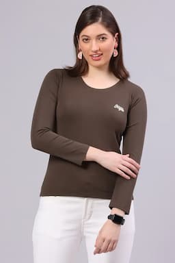 Cotton Blend Solid T-Shirt for Women 014365XLMEH