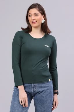 Cotton Blend Solid T-Shirt for Women 014365XXLDARGRE