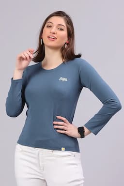 Cotton Blend Solid T-Shirt for Women 014365XXLTEA