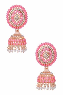 Gold Plated Kundan Studded Jhumki Earrings for Women 014367BABPIN1