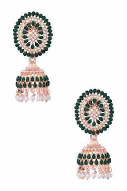 Gold Plated Kundan Studded Jhumki Earrings for Women 014367DARGRE1