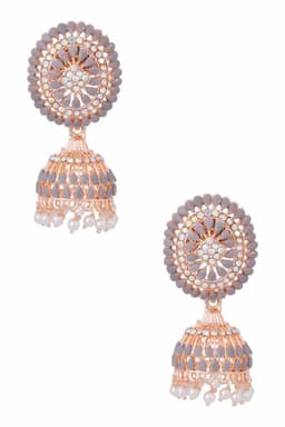 Gold Plated Kundan Studded Jhumki Earrings for Women 014367GRE1