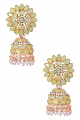 Gold Plated Kundan Studded Jhumki Earrings for Women 014374LIGGRE1