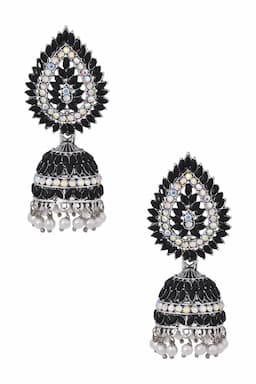 Silver Plated Paisley Design Jhumki Earrings for Women 014375BLA1