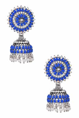 Floral Design Jhumki Earrings for Girls & Women 014380DARBLU1