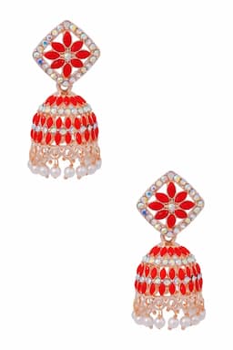 Rangoli Design Jhumki Earrings for Women 014383RED1