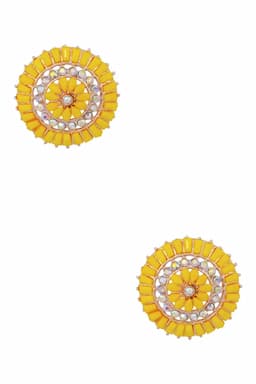 Gold Plated Flower Design Stud Earrings for Girls & Women 014384YEL1