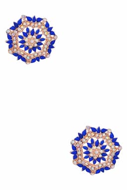 Classy Floral Stud Earrings for Girls & Women 014386DARBLU1