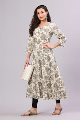 Cotton Printed Anarkali  Kurti for Women  01443140OLI