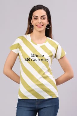 Cotton Blend Printed T-Shirt for Women 014493LOLI