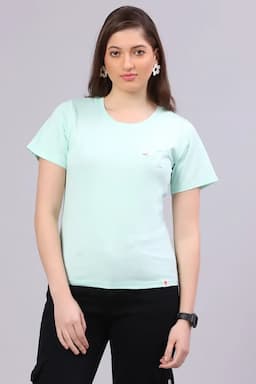 Cotton Blend Printed T-Shirt for Women 014501LMINGRE