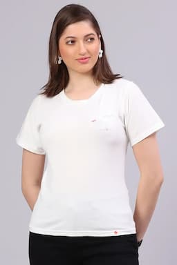 Cotton Blend Printed T-Shirt for Women 014501LWHI