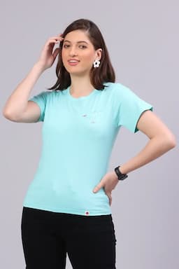 Cotton Blend Printed T-Shirt for Women 014501XLTUR