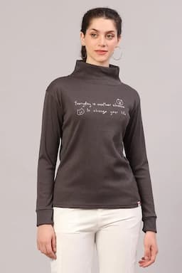 Viscose Typographic Printed T-Shirt for Women 014553XLDARGRE