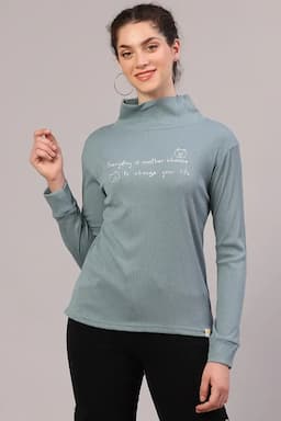 Viscose Typographic Printed T-Shirt for Women 014553XLSTEBLU