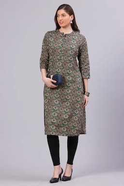 Cotton Blend Printed Kurti for Women  01462638GRE