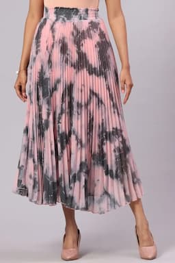Georgette Tie &Dye Flared Skirt for Women 014670MPIN