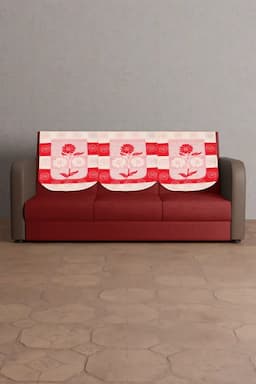 Knitted 5 Seater Sofa Cover Set 014697KNIPINRED