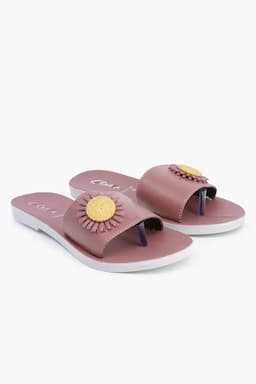 Synthetic Flat Slides for Women 0147759PIN